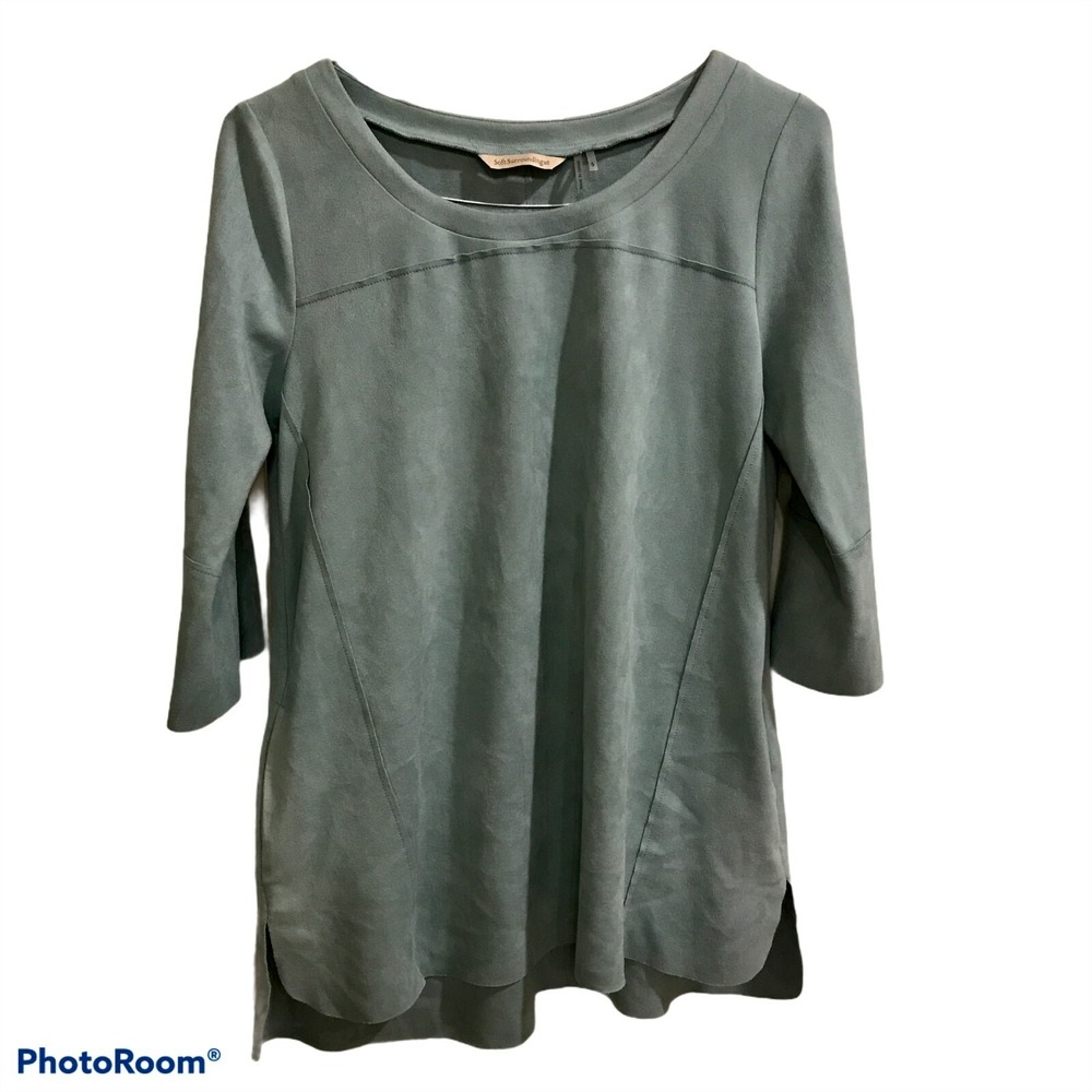 Soft surroundings Blouse Tunic Suede Feel 3/4 Sleeve Sz S